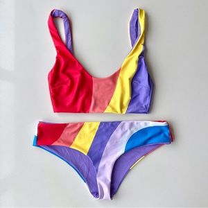 Mara Hoffman Rainbow Bikini, Small “Lira” Top, Medium “Nora” Bottom